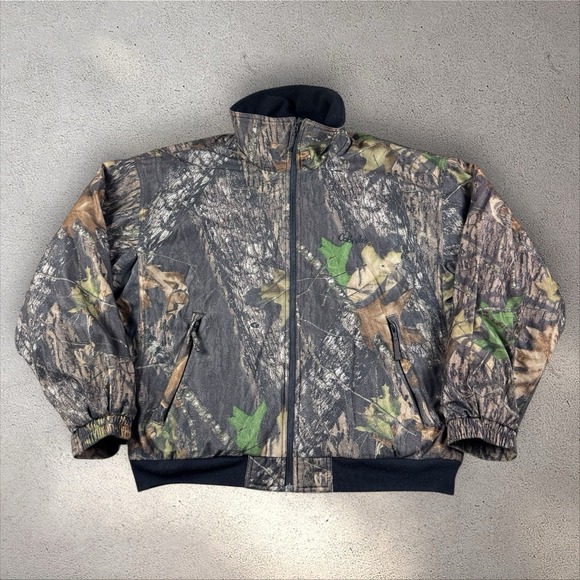 Cabelas Jacket Sz L Green Mossy Oak Break Up Camo Fleece Lined Hunting Outdoor - Picture 1 of 5
